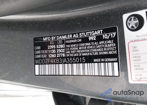 2018 Mercedes-Benz E 300 4Matic z USA, uszkodzony, nr VIN WDDZF4KB3JA355015